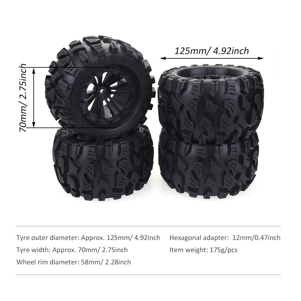 Rc Truck Monster - ZD Racing 4 szt. 125MM 1/10